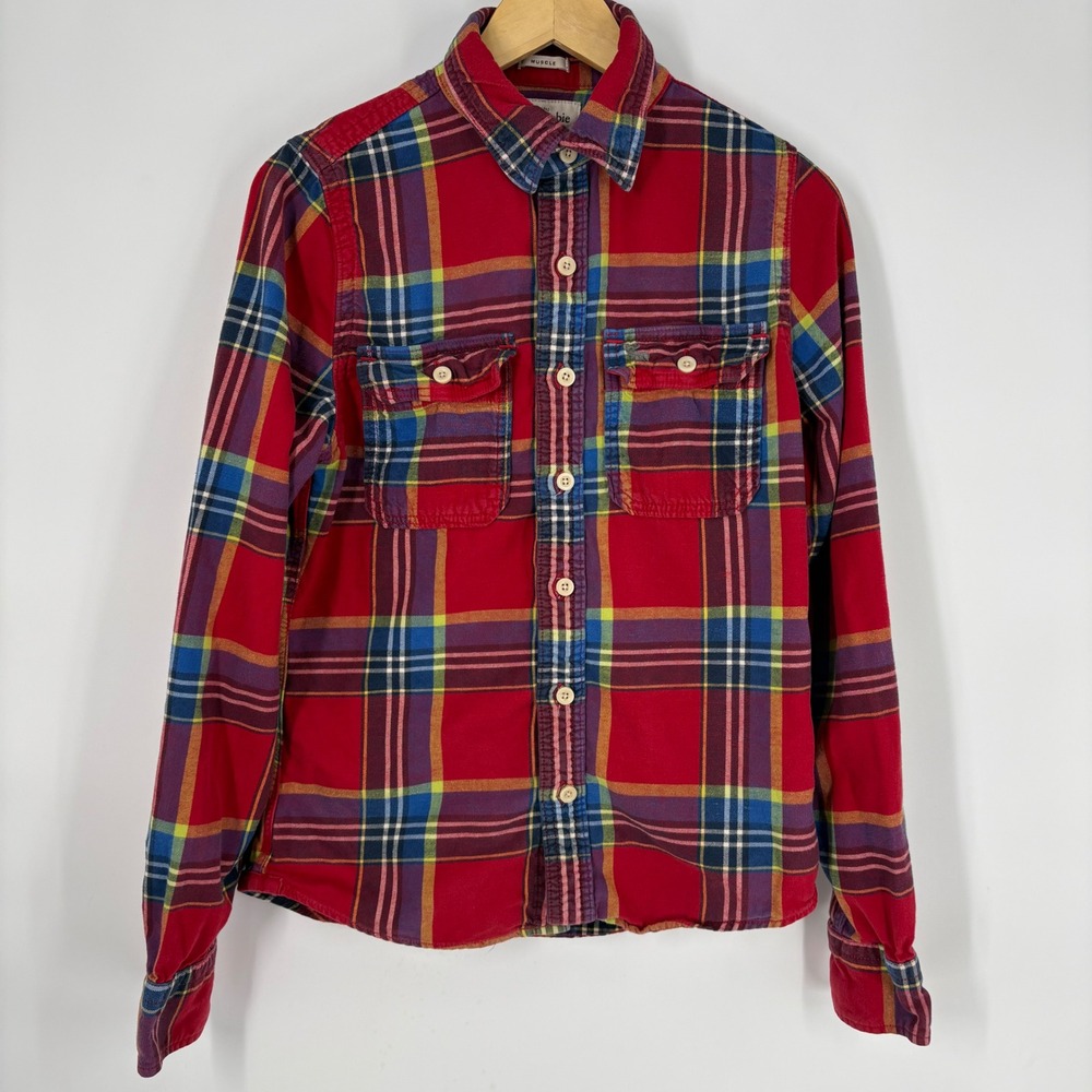 Y2K Abercrombie & Fitch Mens Plaid Flannel Button Up Shirt Size M Muscle Fit